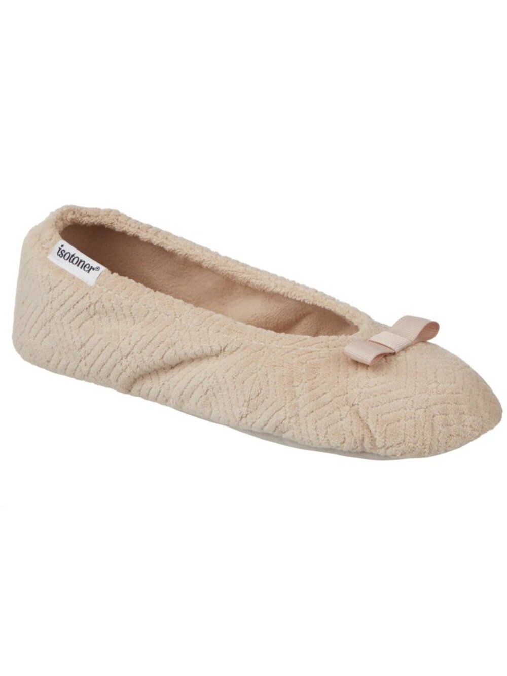 isotoner Chevron Women's Ballet Slippers Suede Sole Taupe Chevron XL 9.5/10.5